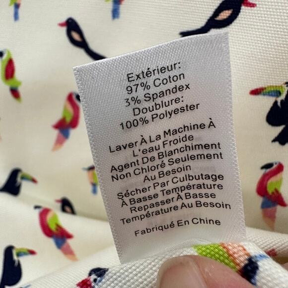 Talbots Size 8 Petite Pencil Skirt Bird Design Colorful Scalloped Hem Fun Beach - Picture 8 of 10